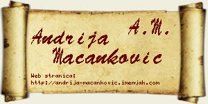 Andrija Macanković vizit kartica